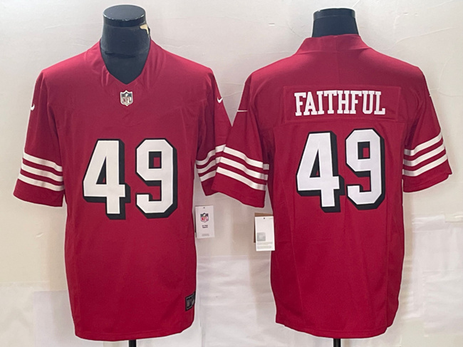 Men's San Francisco 49ers #49 Faithful New Red 2023 F.U.S.E. Football Stitched Jersey